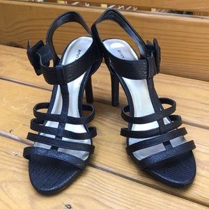 5 Strap Black Croc Sandal-K21